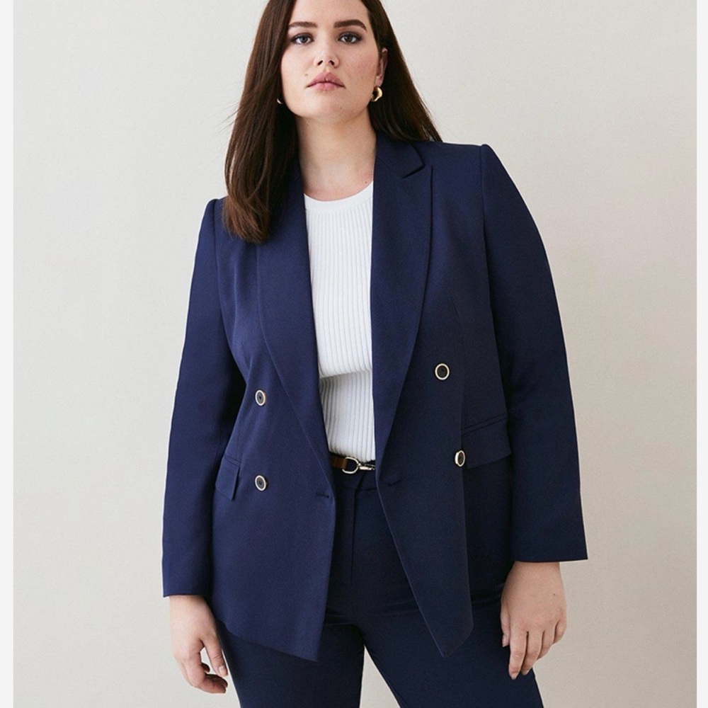 KAREN MILLEN Relaxed Tailored Double Breasted Navy Blazer size 20